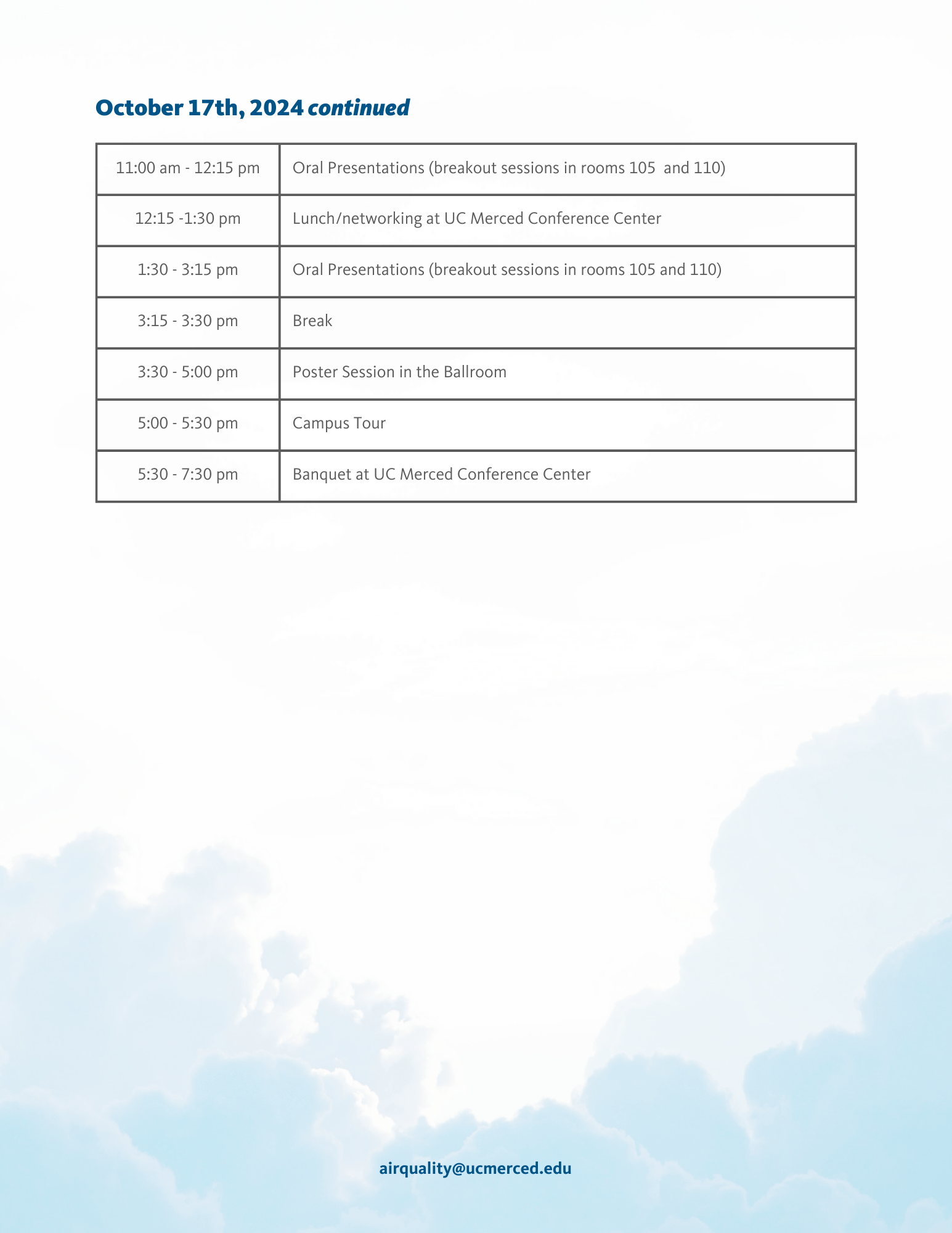 Displays the schedule for the second half of October 17th or the UC Merced Air Quality and Health Conference